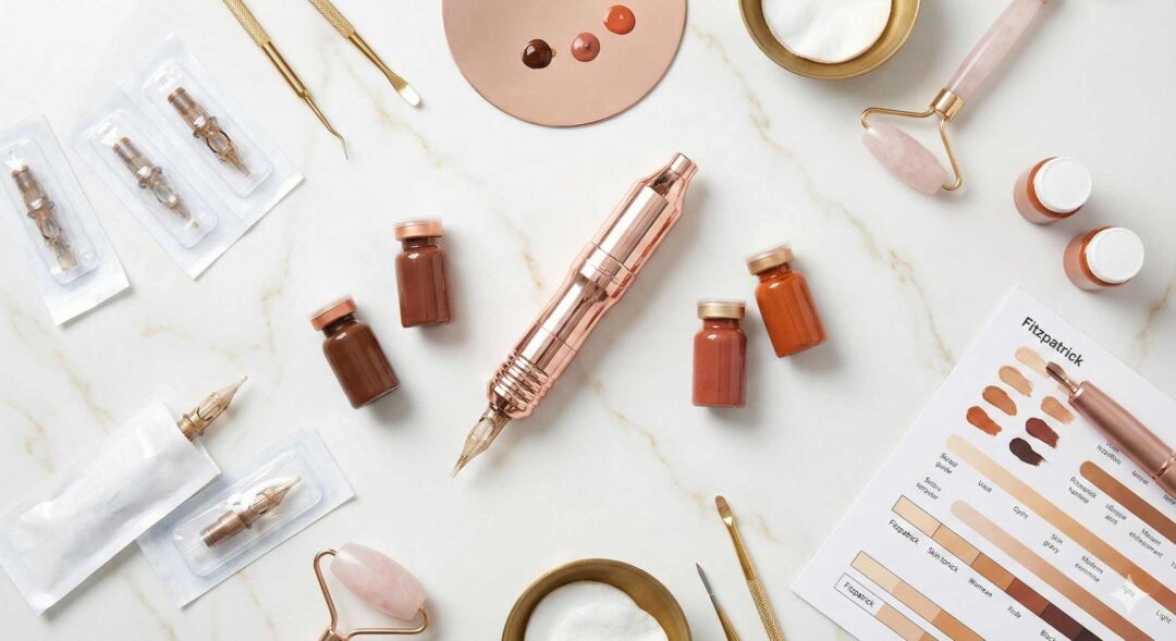 Matériel professionnel formation maquillage permanent dermographe pigments
