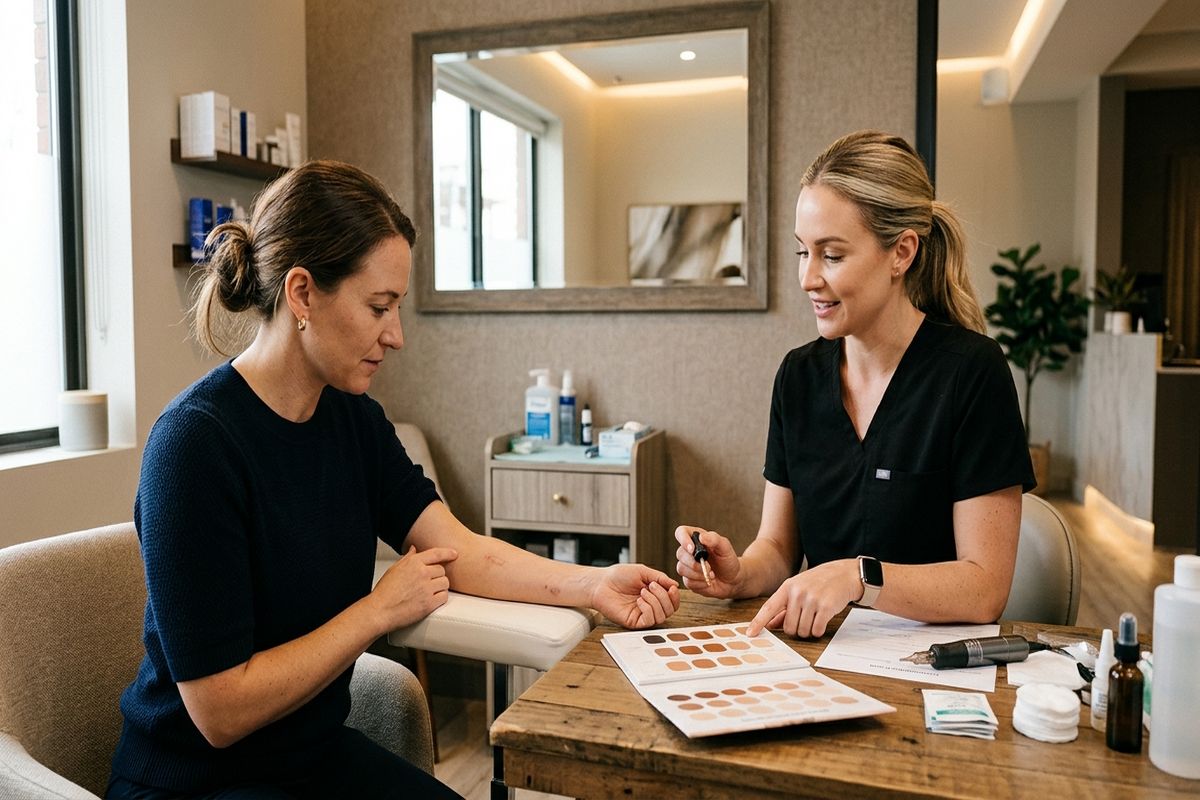 Dermopigmentation cicatrice : résultat avant et après traitement d'une cicatrice