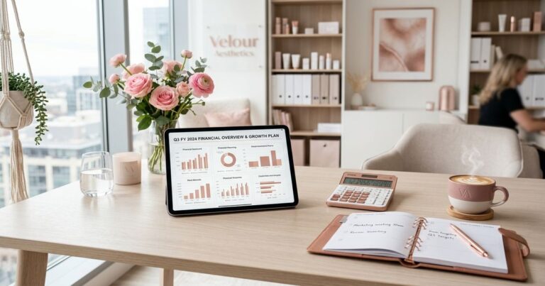 Formation microblading CPF : bureau praticienne avec outils de gestion financiere