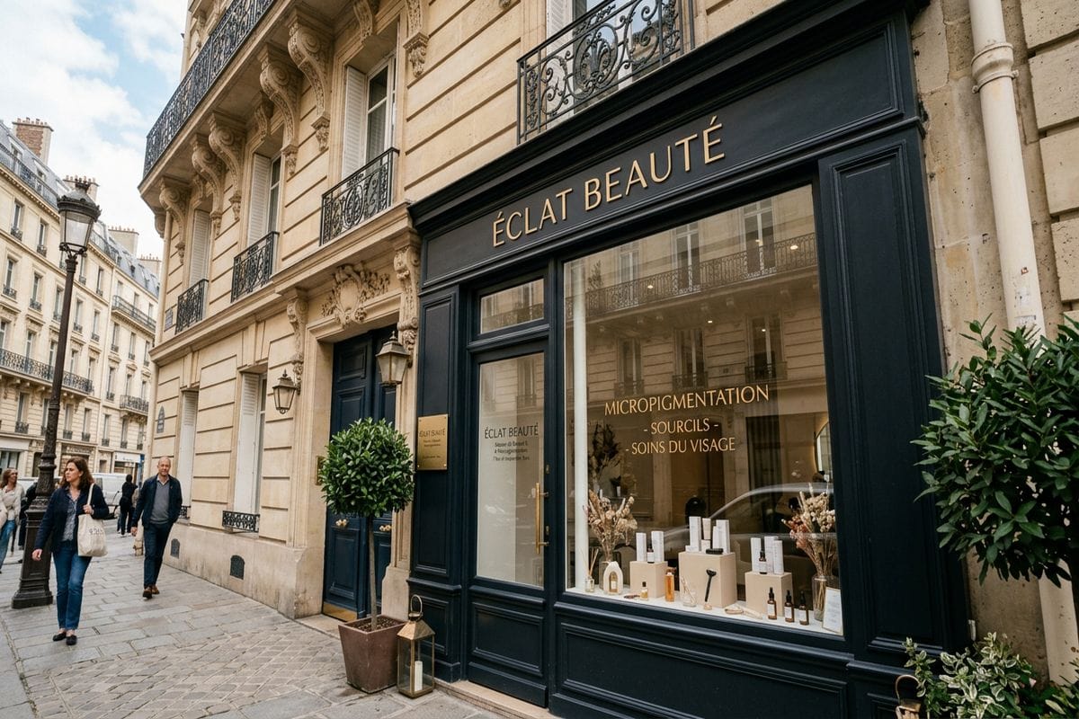 Formation microblading Paris : facade salon micropigmentation quartier parisien
