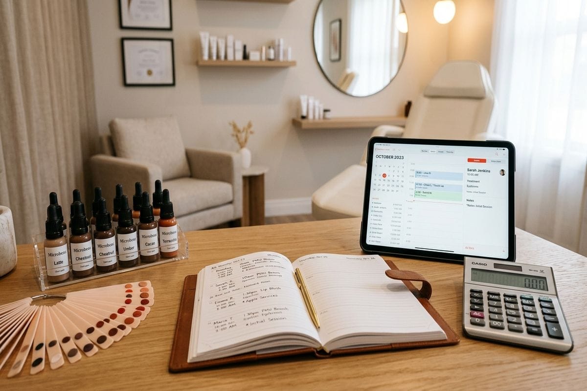 Maquillage permanent des sourcils : traçage du patron sourcils avant la séance