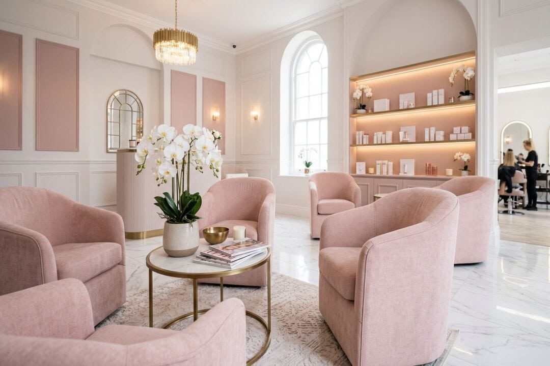 maquillage permanent yeux : salle d attente premium dans un institut de maquillage permanent