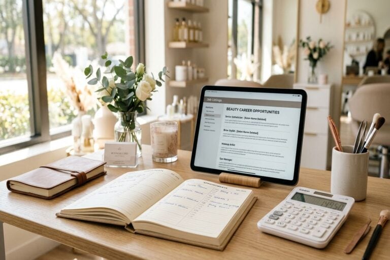 offre d emploi maquillage permanent : bureau professionnel avec agenda et tablette