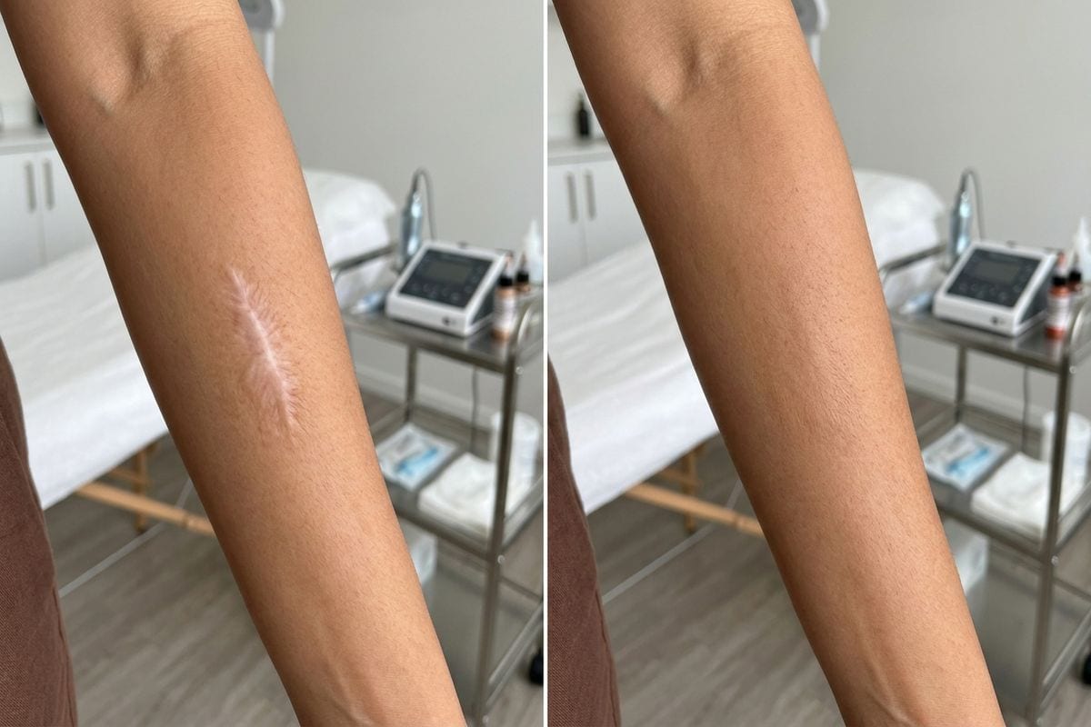 résultat dermopigmentation réparatrice avant après cicatrice camouflage