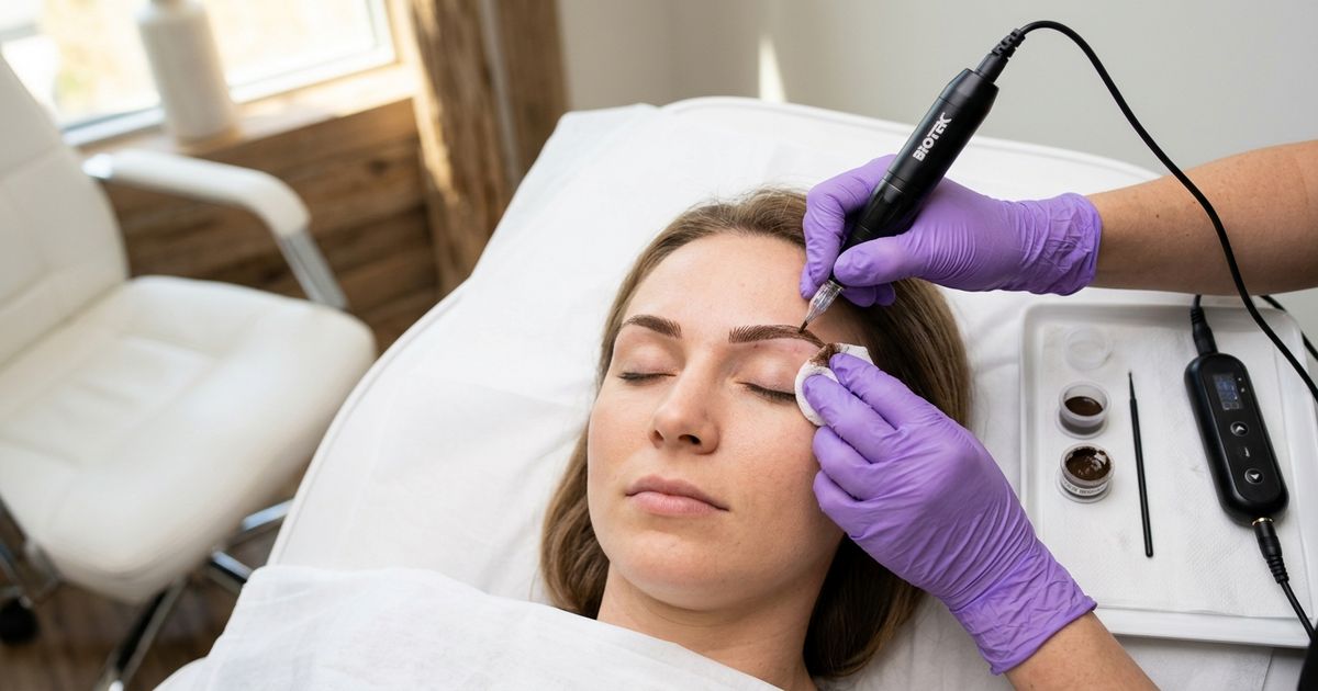 seance dermopigmentation sourcils mains gantees dermographe professionnel