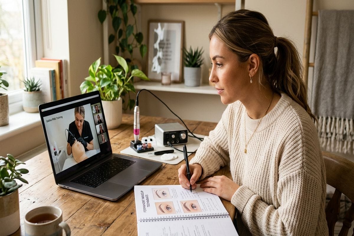 Formation dermopigmentation médicale — praticienne utilisant un dermographe pour une prestation réparatrice