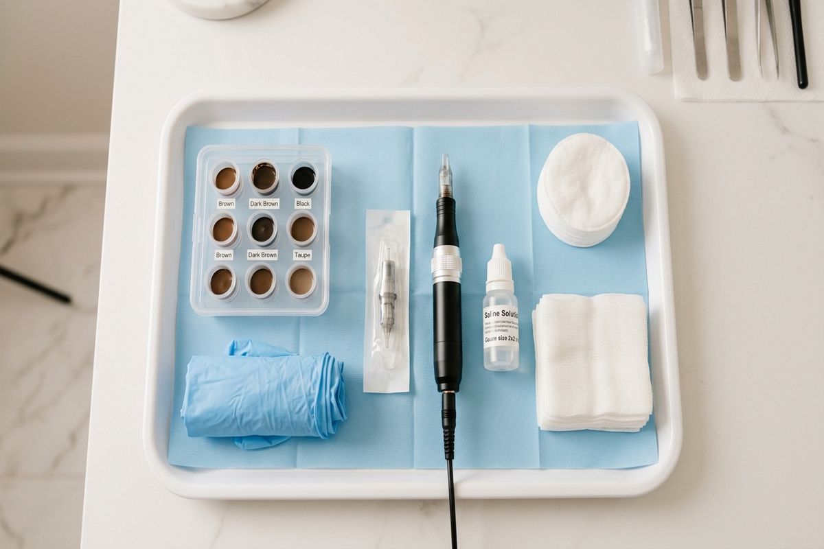 Formation dermopigmentation médicale en ligne — étudiante suivant le module avancé sur tablette