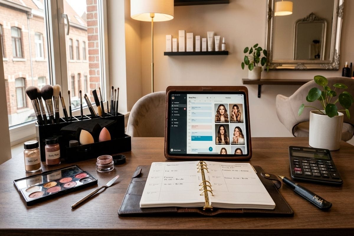 formation maquillage permanent belgique : apprenante suivant un cours en ligne depuis chez elle