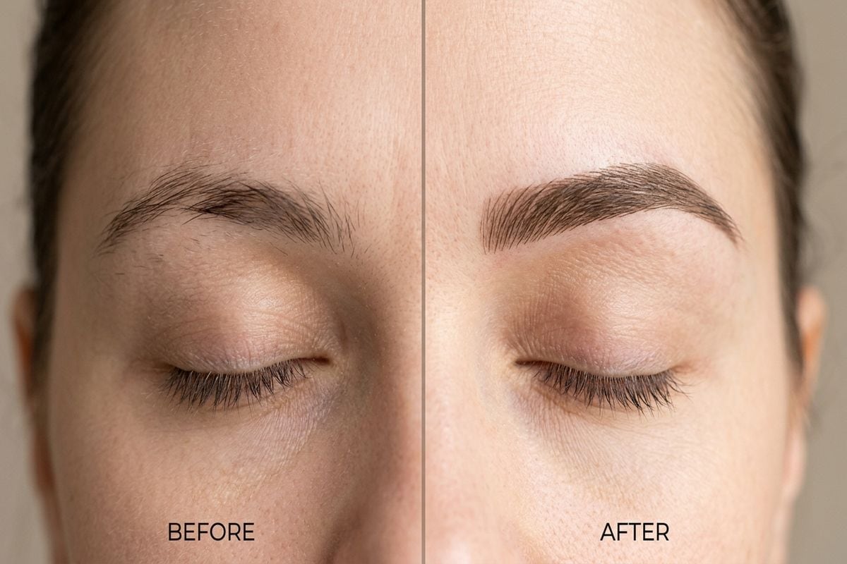 maquillage semi permanent sourcils résultat avant après au dermographe