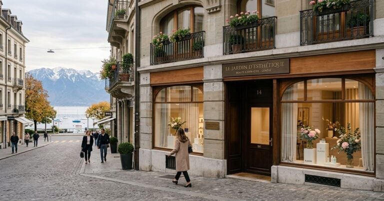 facade salon maquillage permanent suisse geneve quartier luxe exterieur