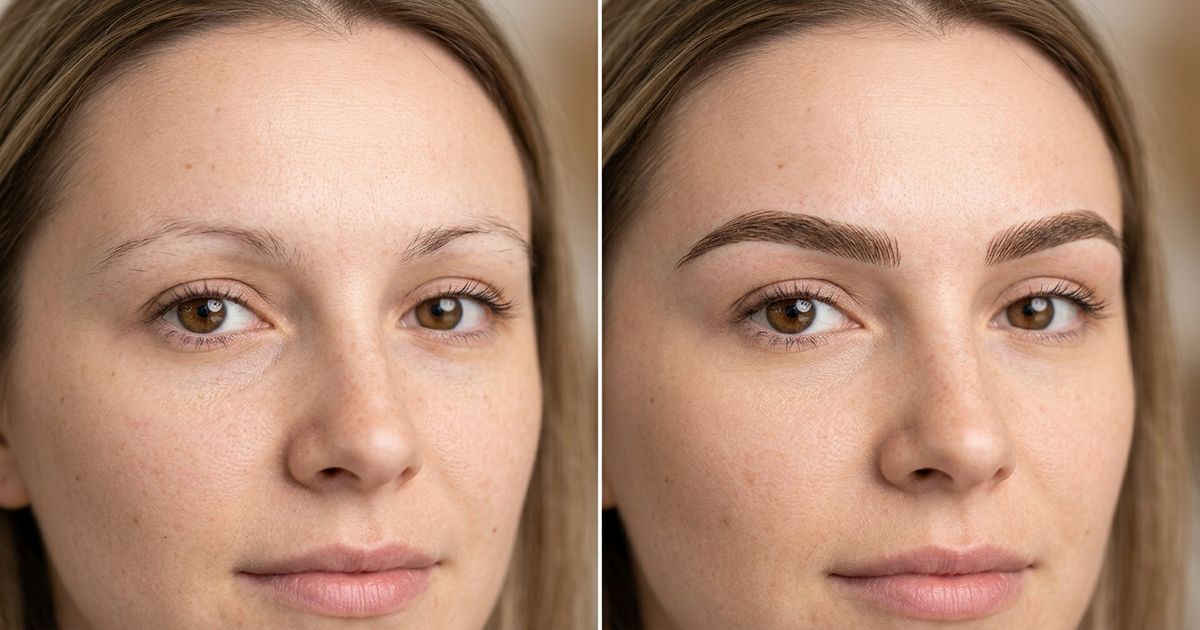 microblading avant apres resultat sourcils clairsemes redessines comparaison