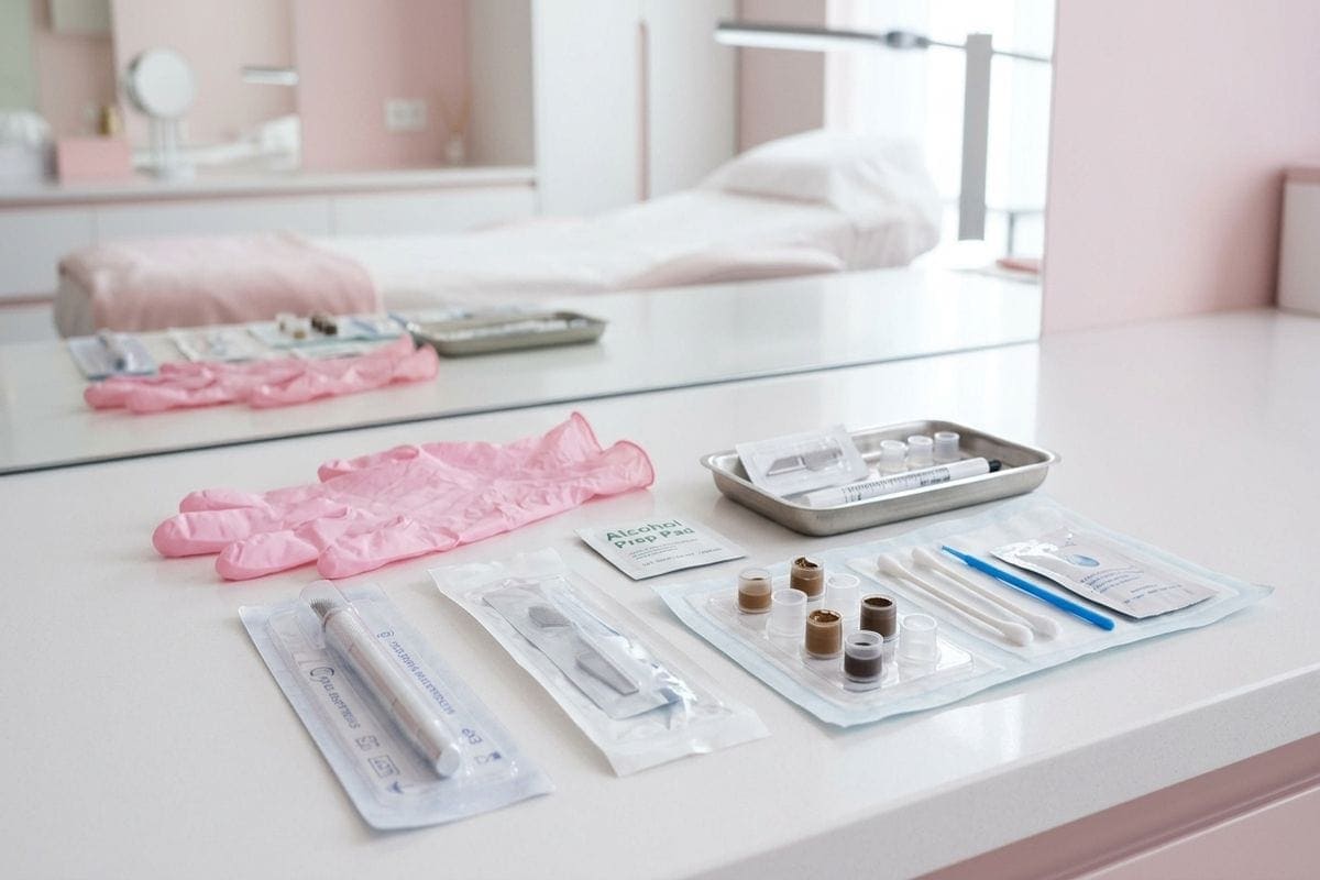 microblading danger : poste de travail stérile avec consommables à usage unique