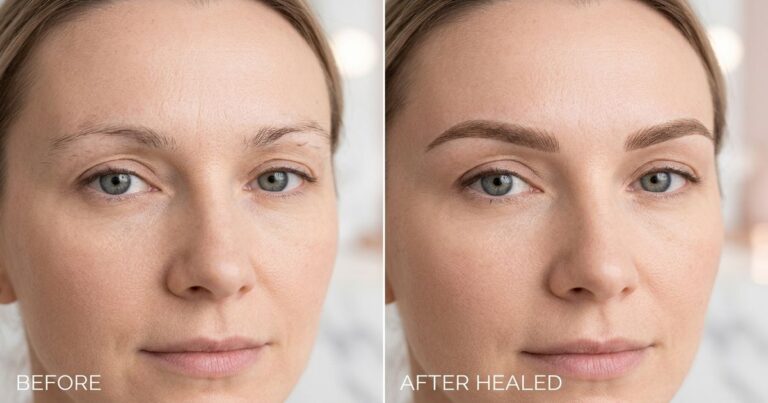 dermopigmentation sourcils avant après : resultat cicatrise naturel