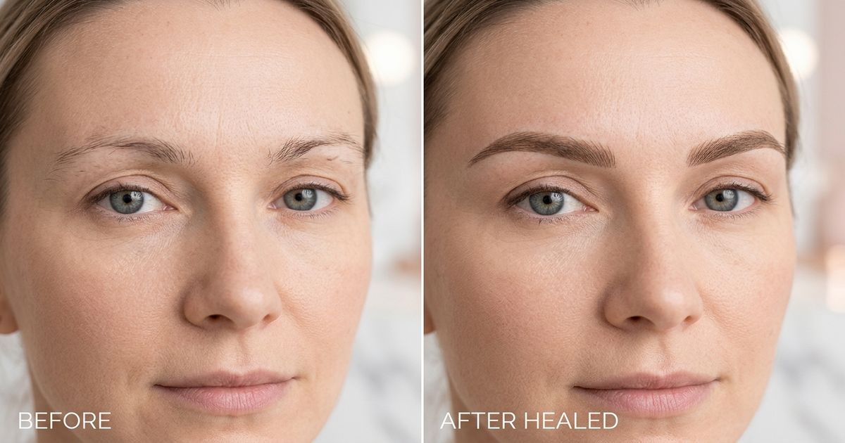 dermopigmentation sourcils avant après : resultat cicatrise naturel