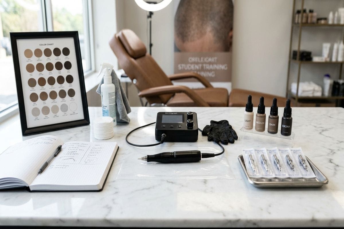 formation dermopigmentation capillaire : poste stérile dermographe pigments