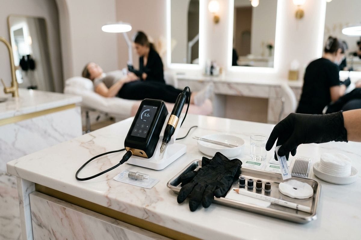 maquillage permanent cils : dermographe et poste sterile pour ras de cils