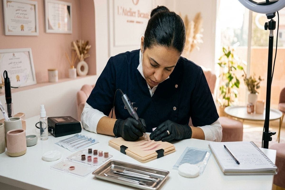 maquillage permanent maroc : apprentissage dermographe sur support
