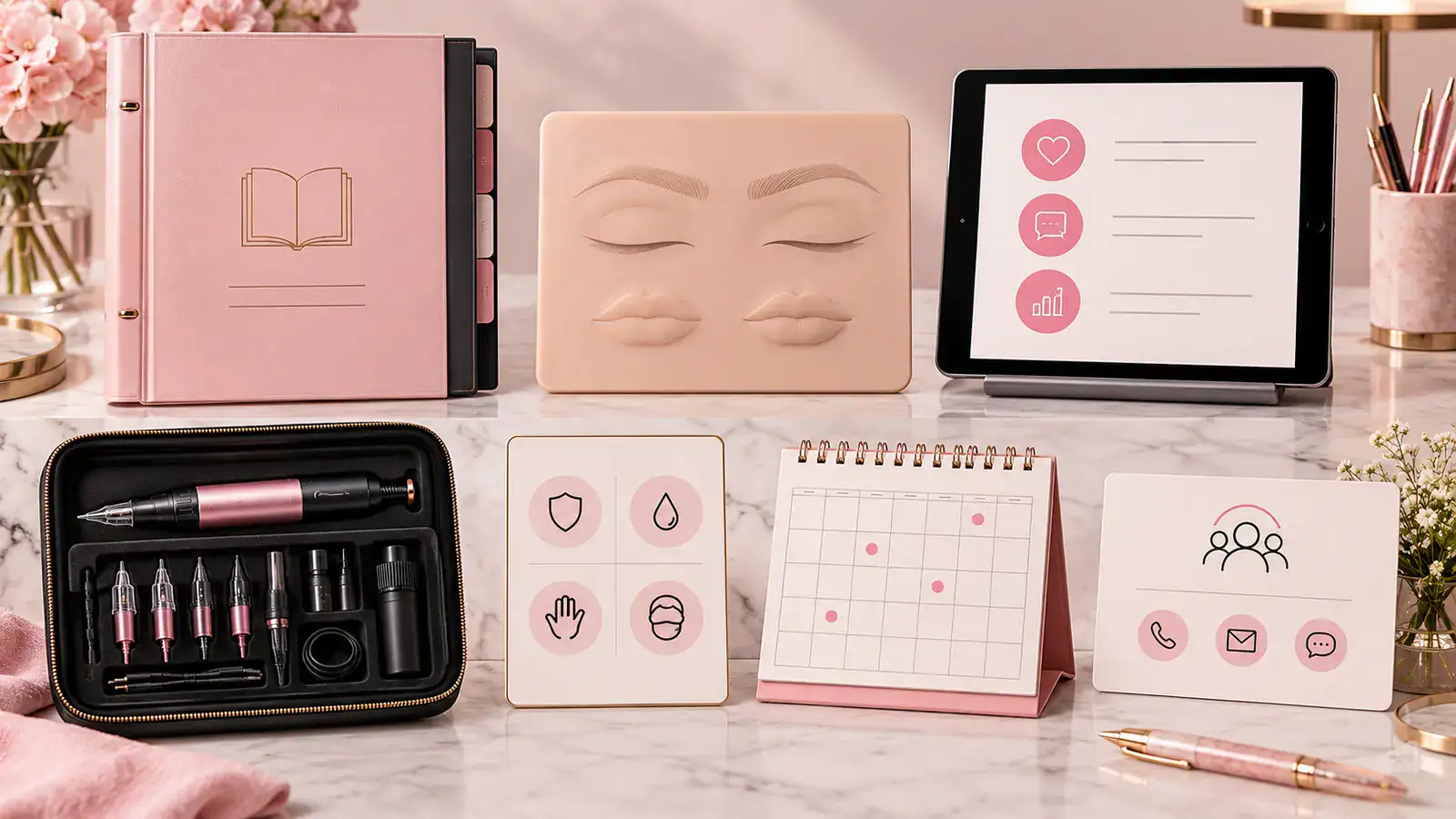 Illustration générée par IA d’une checklist pour choisir une formation dermopigmentation